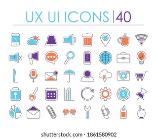 ux ui iconos sobre fondo blanco, medio color estilo, ilustración vectorial