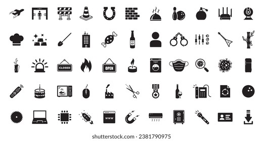 UX UI icons. Set of black icons. Flat icon bundle pack. Collection of icons. Collection of random abstract icon bundle pack sign symbol pictogram