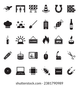 UX UI-Symbole. Satz von schwarzen Symbolen. Paket mit flachen Symbolen. Sammlung von Symbolen. Sammlung von zufälligen abstrakten Symbol-Paket-Symbol-Symbol-Piktogramm