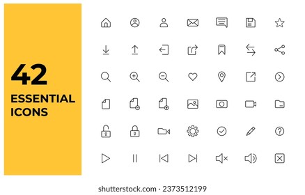 UX UI line icon. essential flat icon set