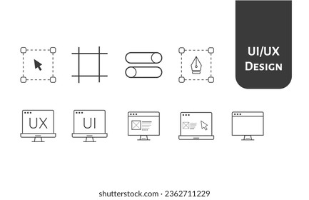 UX UI line icons, user interface design symbols