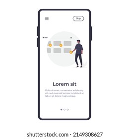 UX UI Onboarding man design for your work