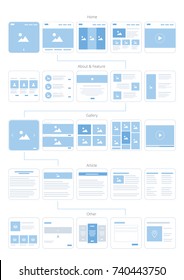 UX UI Web Flowchart. Vector illustration