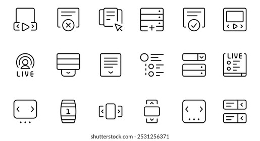 Ux Ui web icons. Editable stroke icons. Ui components, Vector illustrator. Usable for UI design, Web Page, Mobile App, Web, Print.