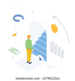 Ux, ui, website design, window, digital, app, presentation, infographic. Isometric vector illustration flat design isolated. 