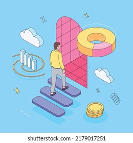 Ux, ui, website design, window, digital, app, presentation, infographic. Isometric vector illustration flat design isolated. Outline, linear style, line art, editable stroke.
