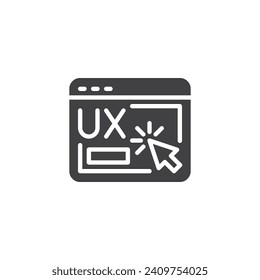 icono vectorial del sitio web UX. signo plano relleno para concepto móvil y diseño web. Experiencia de usuario, icono de glifo UX. Símbolo, ilustración del logotipo. Gráficos vectoriales