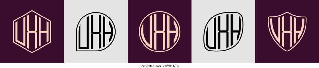 UXH modern initial monogram logo design vector. It will be suitable for which company or brand name start those initial.