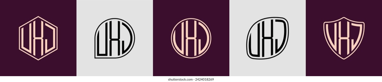 UXJ modern initial monogram logo design vector. It will be suitable for which company or brand name start those initial.
