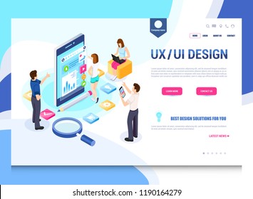 UX/UI design, workflow, development process. Modern vector illustration concepts for website and mobile website development.