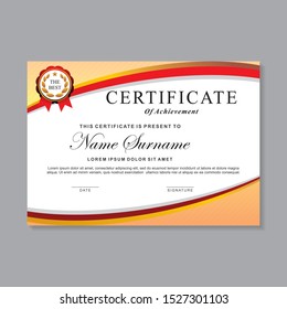uxury certificate design template with red and gold color, Achievement certificate	
