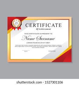 uxury certificate design template with red and gold color, Achievement certificate	
