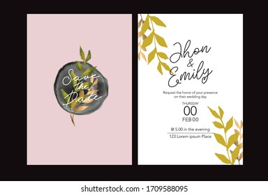 uxury wedding invitations, Hand Drawn Vector Watercolor style, nature art