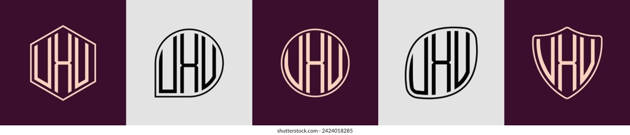 UXV modern initial monogram logo design vector. It will be suitable for which company or brand name start those initial.
