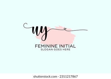 UY beauty monogram and elegant logo design handwriting logo of initial signature, wedding, fashion, floral and botanical with creative template.