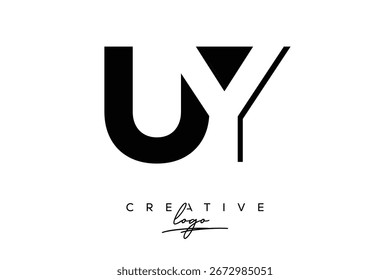 Logo creativo minimalista de espacio negativo de UY con monograma moderno para marca y logotipo de marca comercial con letras iniciales Diseño de logotipo para marca.