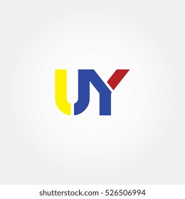 UY flat initial letter logo combining yellow, blue and red