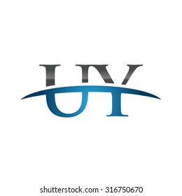 UY initial company blue swoosh logo