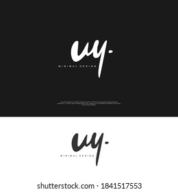 UY Initial handwriting or handwritten logo for identity. Logo with signature and hand drawn style.