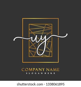 UY Initial Handwriting logo template vector