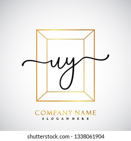 UY Initial Handwriting logo template vector
