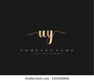 UY initial handwriting logo template vector