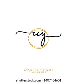 UY Initial handwriting logo template