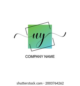 Plantilla tipográfica de escritura del logotipo inicial de UY