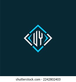 UY initial monogram logo with square style design