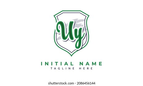 Uy Initials, handwriting logo vector