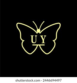 UY Initials Luxury Butterfly logo Vector illustration