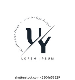 UY Letter Logo Design with a Creative Cut. Creative logo design