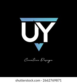Logotipo de la letra de UY en triángulo - monograma moderno del gradiente para el diseño de la marca y de la identidad