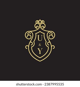 UY Line Vintage-Erstlogo in hochwertigem professionellem Design, das gut auf allen Printmedien drucken kann