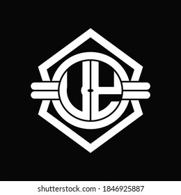 UY logo monogram with circle shape isolated hexagon emblem rounded design template on black background