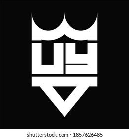 UY Logo monogram with crown shape isolated on Black background