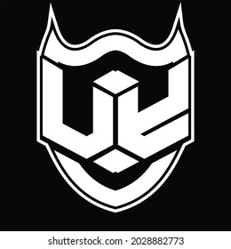 Diseño de monograma de logotipo UY aislado con diseño de forma de escudo