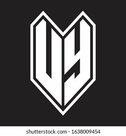 UY Logo monogram with emblem line style isolated on black background