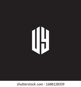 UY Logo monogram with hexagon shape style design template isolated on black background