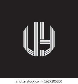 UY Logo monogram with outline style linked isolated on black background