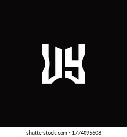 Monograma del logotipo de UY con elementos cortados plantilla de diseño