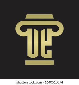 UY Logo monogram with pillar style design template with gold colors