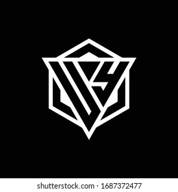 Monograma de logotipo UY con forma de triángulo y hexágono aislado en colores dorados y blancos