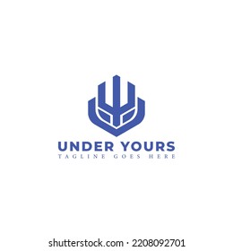 Resumen de la letra inicial YU o logotipo UY en color azul aislado en color blanco aplicado para el logotipo de plataforma educativa también adecuado para las marcas o empresas tienen nombre inicial UY o YU.