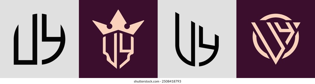 UY modern initial letter logo design vector bundle. It will be suitable for which company or brand name start those initial.