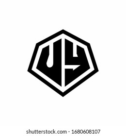 UY monogram logo with hexagon shape and line rounded style design template isolated on white background