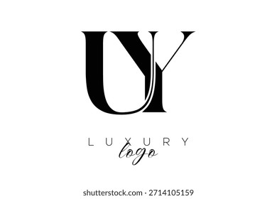 Logotipo de la tipografía del monograma de la letra de UY Serif para la identidad elegante de la marca de Premium