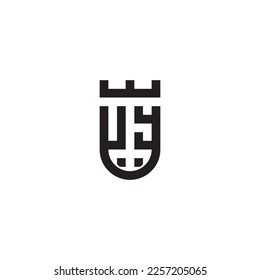 logotipo retro de concepto de escudo UY en un diseño profesional de alta calidad que se imprimirá bien en cualquier medio de impresión