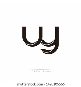 uy u y Initial Letter Split Lowercase Modern Monogram linked outline rounded logo
