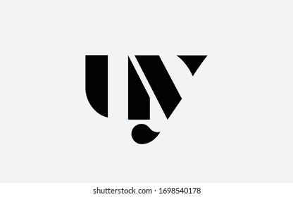 uy or yu and u or y Lowercase Letter Initial Logo Design, Vector Template